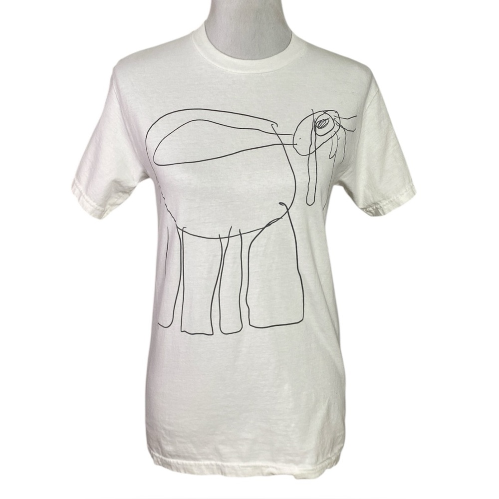 Sarah Coleman Szechuan Market White Short Sleeve TShirt Elephant Size Small